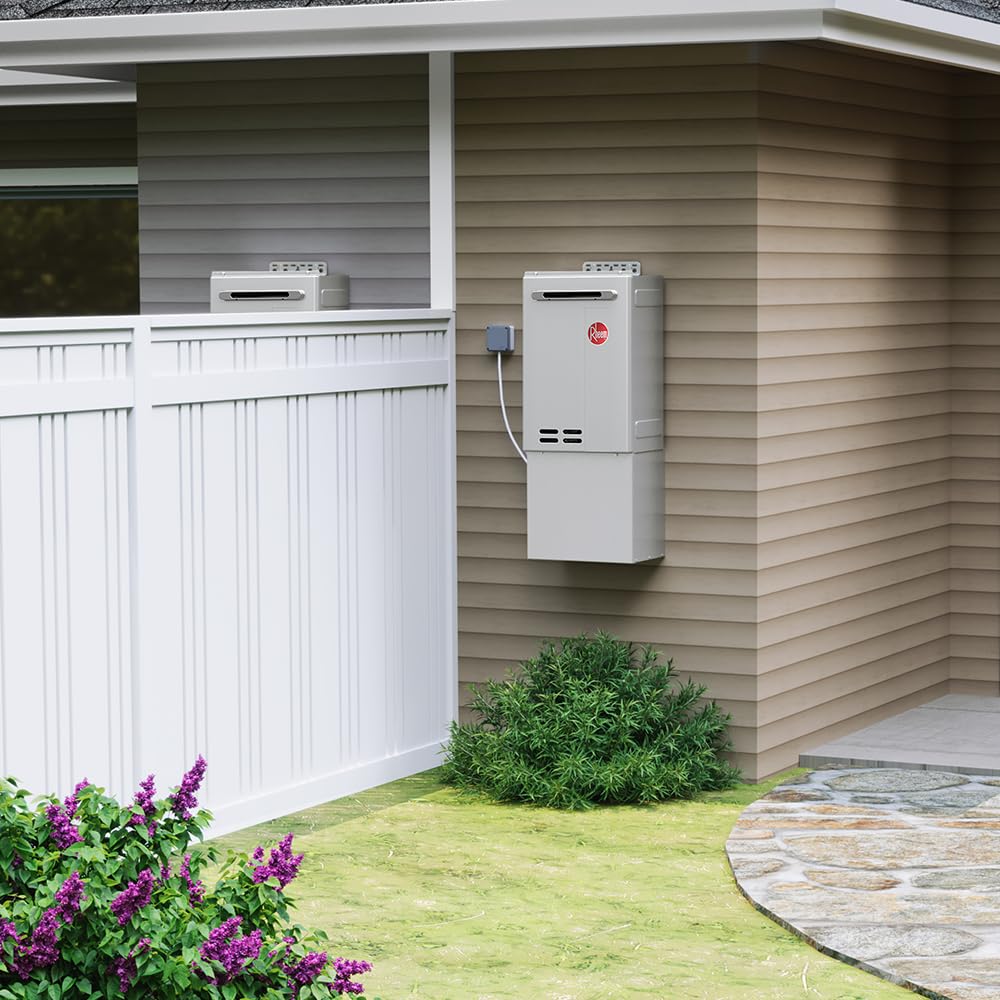 Rheem RTG-70XLN-3 High Efficiency Non-Condensing Outdoor Tankless Natural Gas Water Heater, 7.0 GPM, Gray