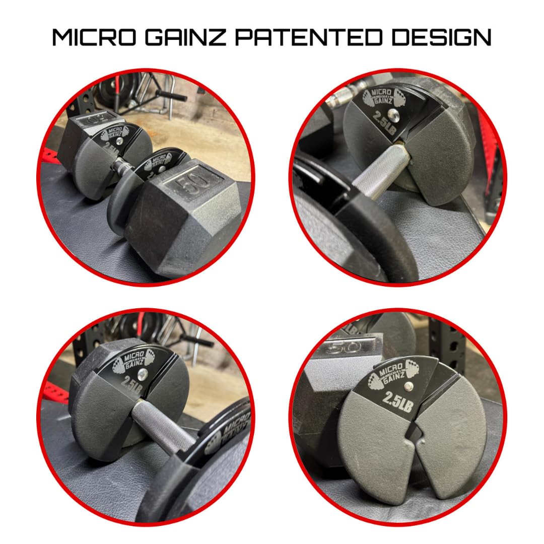 Micro Gainz Dumbbell Fractional 2.5 lb Weight Plate, Ideal for Micro Loading, (Choose Color) 2 Piece Fractional Weight Plates, Designed for Dumbbell Training, Made In USA (Black Dip Coated)