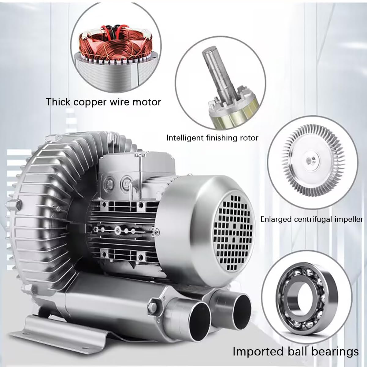 Single Phase (Large Airflow Type) Turbine Blower, 110V 120W Regenerative Blower Industrial Vacuum Pump, Single Phase High-Pressure Vortex Ring Blower