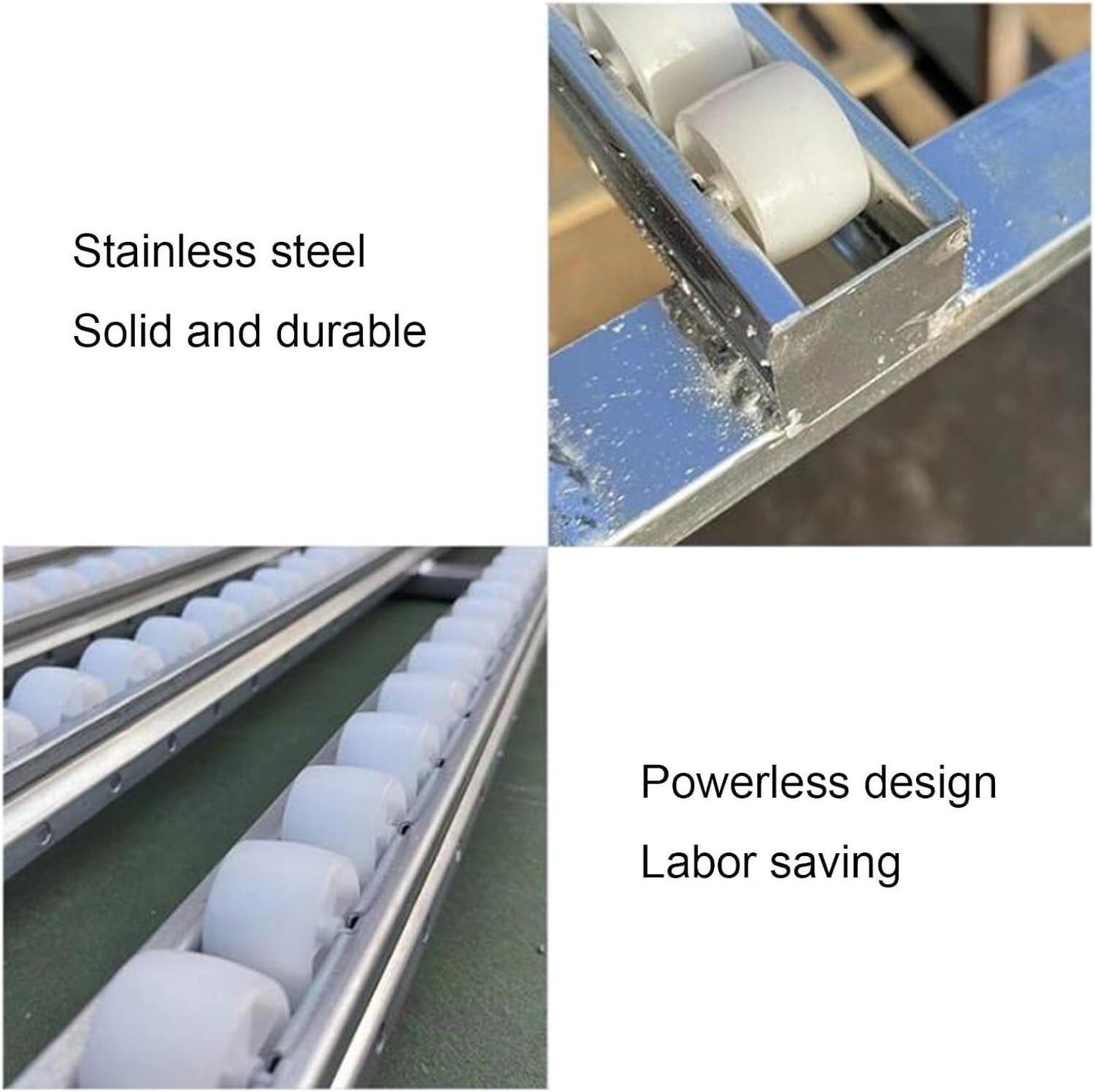 Light-Duty Conveyor for Warehouse Freight, Portable ABS Plastic Roller Table with 2 Slides, 200cm Long, Ideal for Factories and Material Handling Solutions