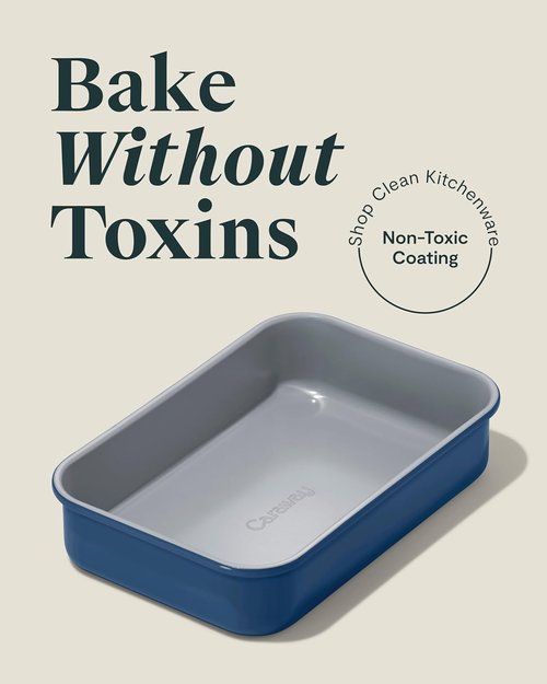 Caraway Nonstick Baking Pan - 9” x 6.5” Deep Ceramic Casserole Dish - Non-Toxic, Aluminized Steel - Navy