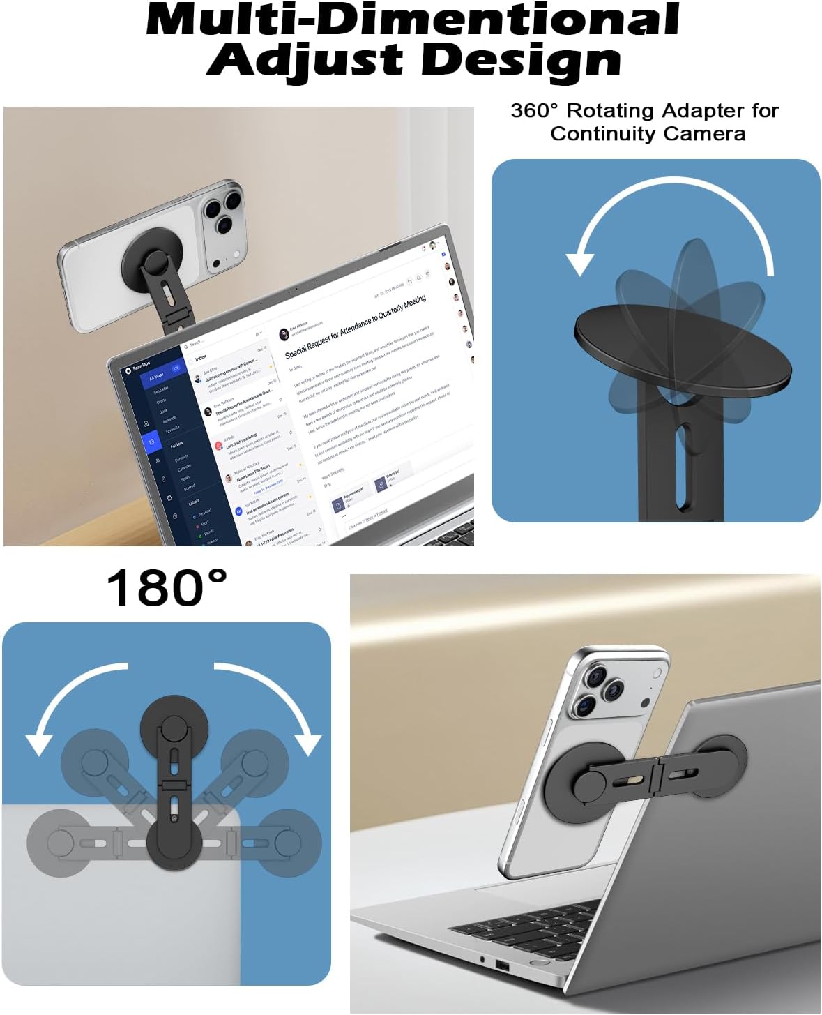 CloudValley 17/16/15/14/13 3/ Magnetic Phone Laptop Holder Mount, Foldable Hidden Portable Stand for iPhone & All
