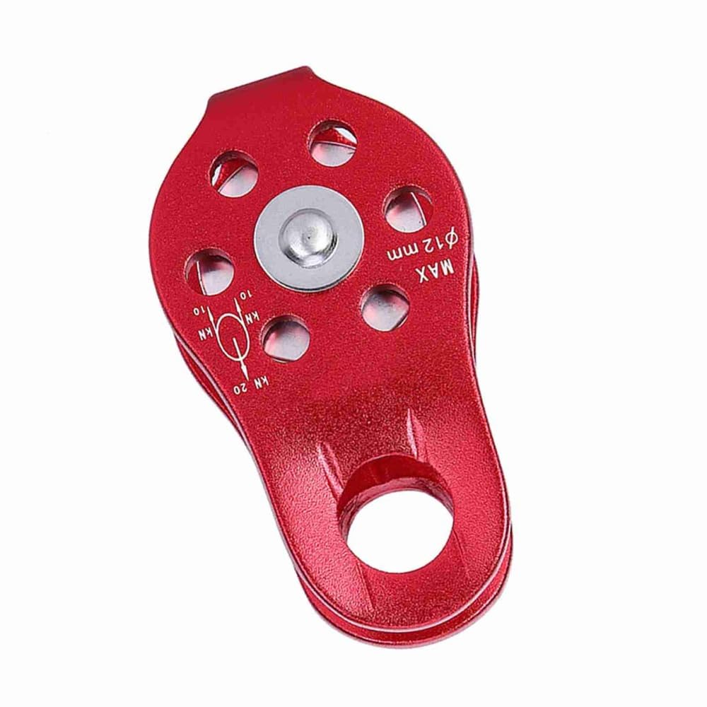 Chiffonade 2 Pcs 20KN Heavy-Duty Aluminum Alloy Pulley - Fixed Side Rope Pulley for Climbing, Rappelling & Outdoor Activities (Red)