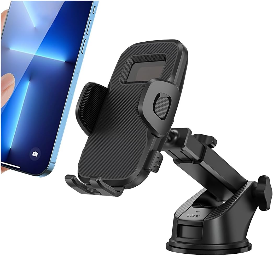 Bittwee 360 Car Phone Holder, Rotation Strong Suction Vehicle Dashboard & Windshield Cellphone Mount, Stable Adjustable