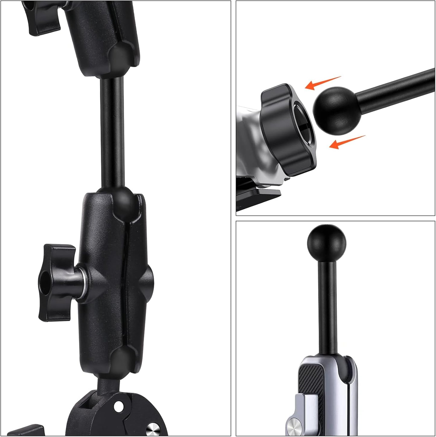 Qulkws 17mm 70mm Ball Adapter Balls Mounts Double Ball Extender for GPS Cell Phone Action Camera on Motocycle Vehicles