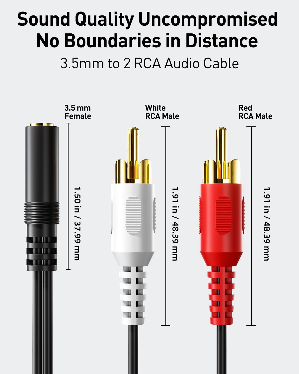3.5mm 2 2-Pack, MP3, (39 inch) VCE Female to RCA Splitter Male Stereo Audio Y Cable Gold Plated Adapter Compatible