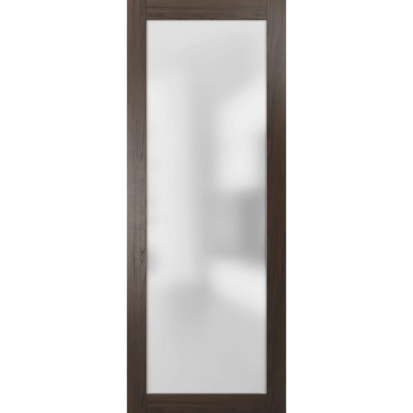 SARTODOORS Frosted Lite Glass Door Panel Slab 30 x 96 | Planum 2102 Chocolate Ash | Use as Barn Pocket Sliding Closet | Solid Wood Core Interior Door