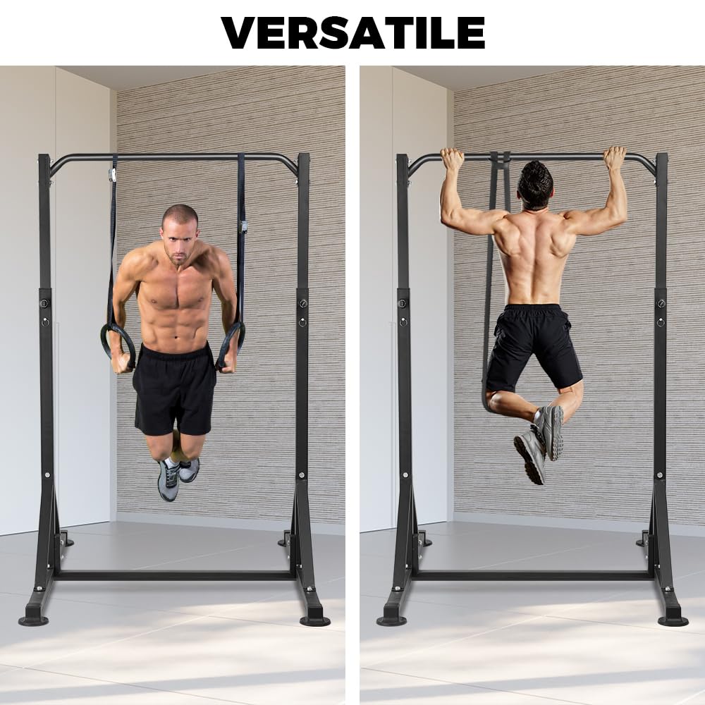 ONETWOFIT Pull Up Station, Power Tower Adjustable Pullup Bar Multifunction Strength Training Workout Gym Equipment Free Standing Chin up Bar for Home Outdoor, Support 440LBS (Black)