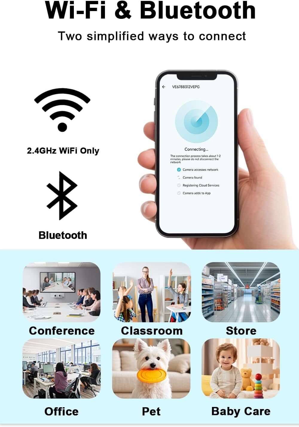 Bnhdons 4K 2.4G 5GHz Mini Camera - HD Wireless Small Camera - Tiny Indoor Security Cameras with Night Vision & Motion