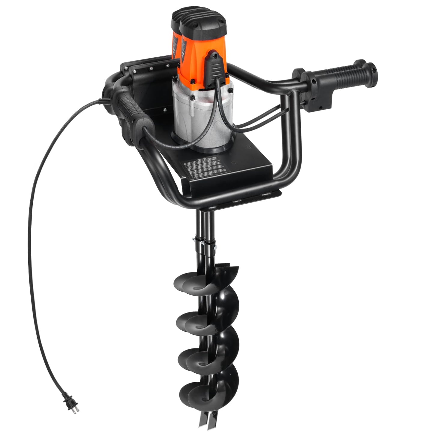 VEVOR Electric Post Hole Digger, 5.71 in Auger Bit with 1500W Powerful Motor, 140 RPM Alloy Steel Earth Auger Drill Bit with 10.24 in Extension Rod, for Post Hole Digging, Drilling & Tree Planting