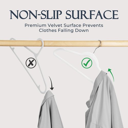 HOUSE DAY White Velvet Hangers - Non-Slip Heavy Duty Felt Hangers | 40 Pack for Space-Saving Closet Organization