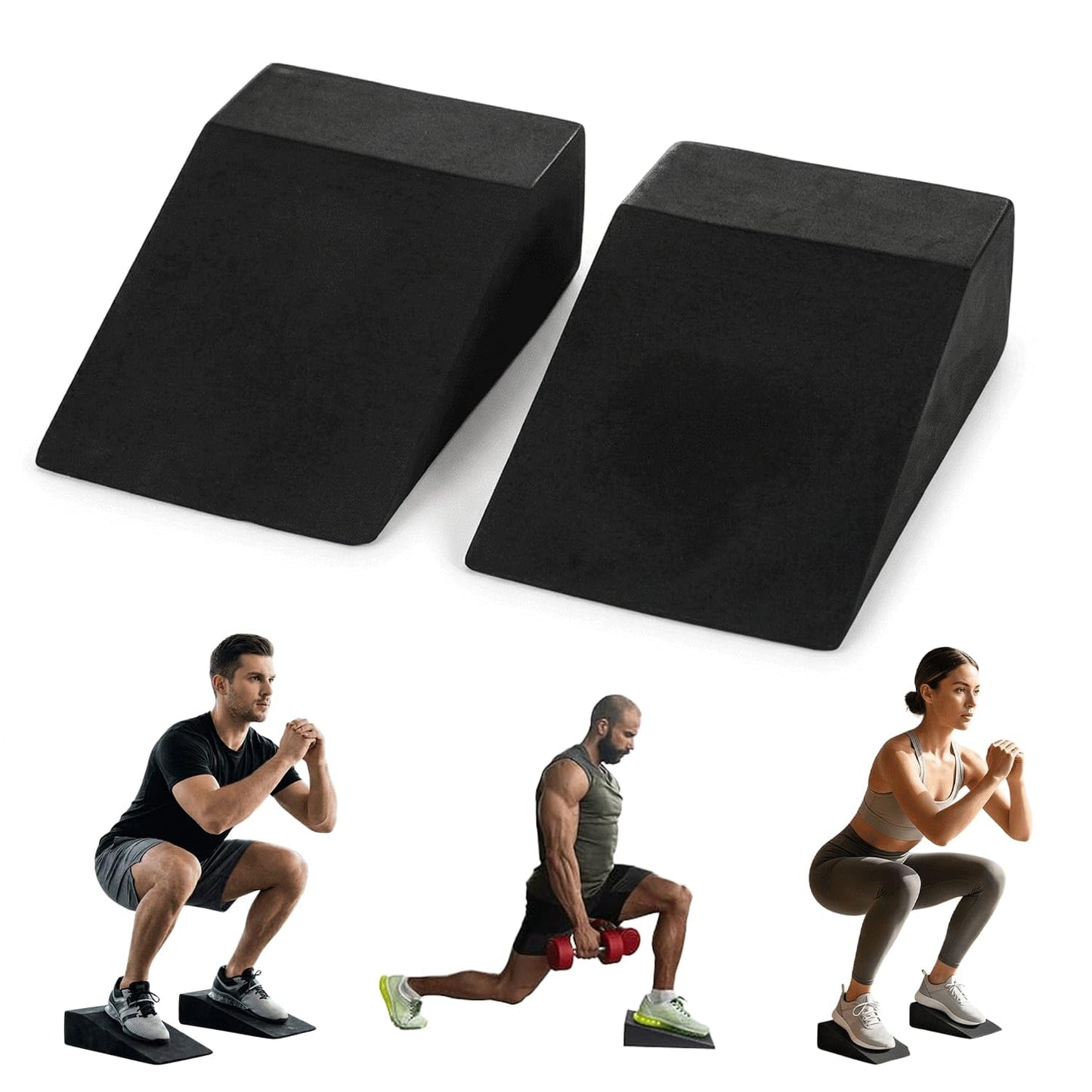 Squat Wedge Block for Heel Elevated Squat Weightlifting Calf Stretcher Slant Board for Mobility Balance and Strength Performance Pack of 2