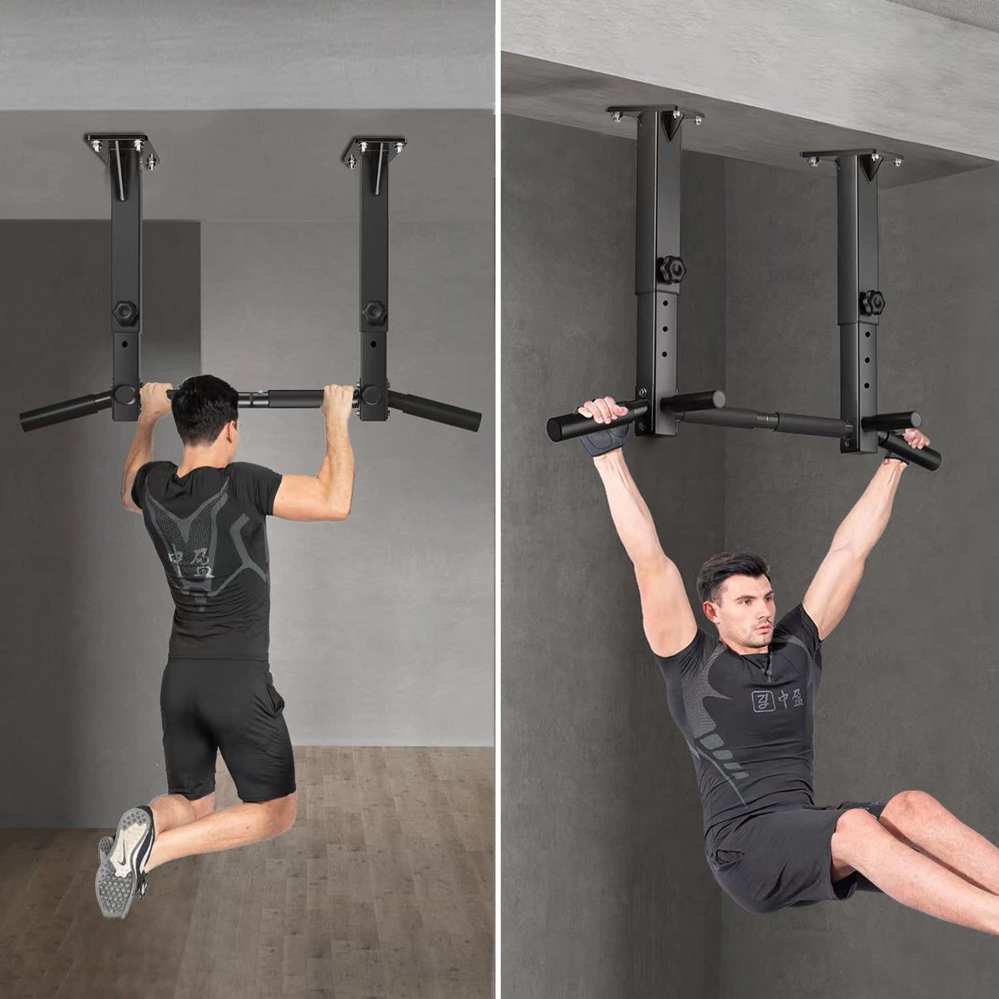 Wall Mount Pull Up Bar, Joist Mount Pull Up Bar, Beam and Rafter Mounted Chin Up Bar for Home Gym With Wood Mount and Wall Mount Screws (Black2)