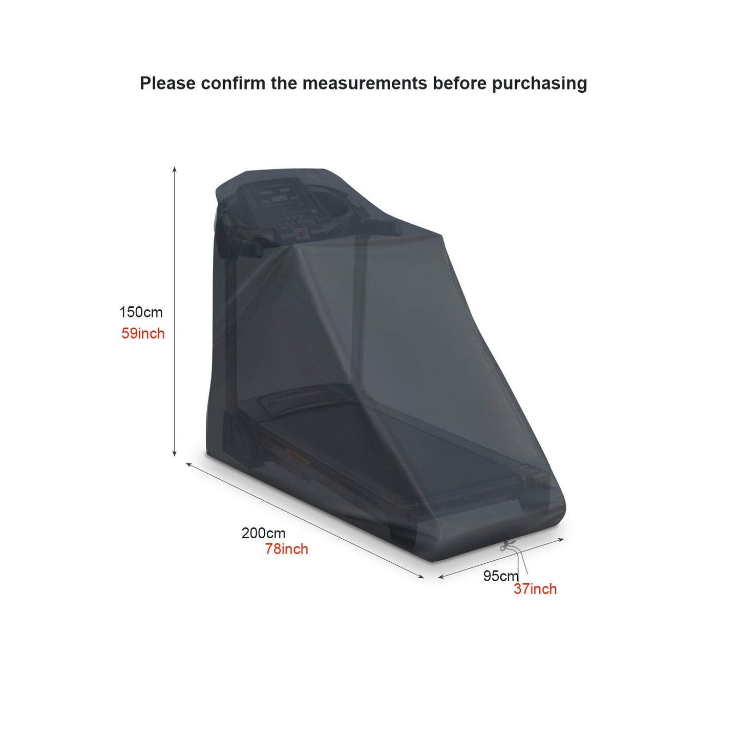 Onlyme Treadmill Cover - Waterproof Outdoor/Indoor Protective Cover, Dust Resistant (78 x 37 x 62 inch) Black