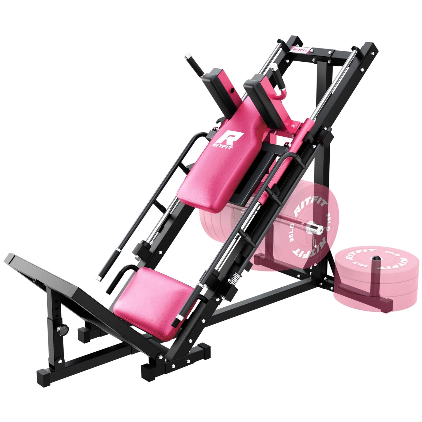 RitFit Leg Press Hack Squat Machine, Professional Adjustable Leg Press Machine for Home Gym with Linear Bearing, Full Lower Body Workout with Weight Storage