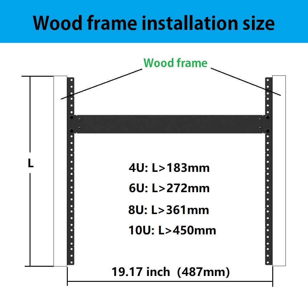 Jingchengmei 10U Steel Rack Rails Kit with Hardware - 2 Pieces (10URR)