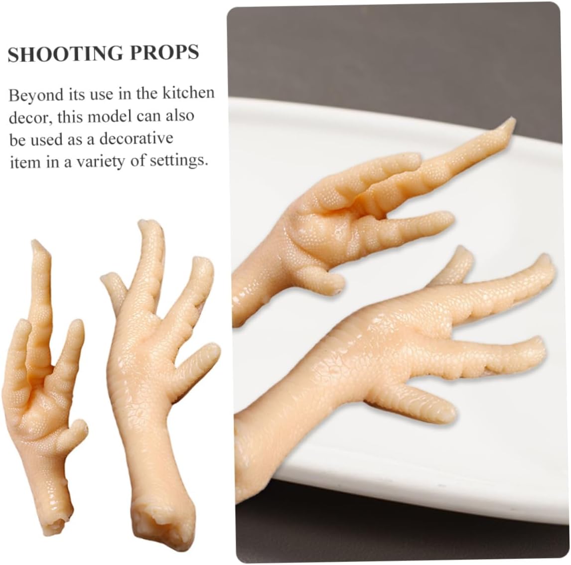 2 5.83X1.89X1.18 Inch SHOWERORO Chicken Feet Model Pcs Realistic Faux Chicken Toe Simulated Food Prop for Kitchen Decor