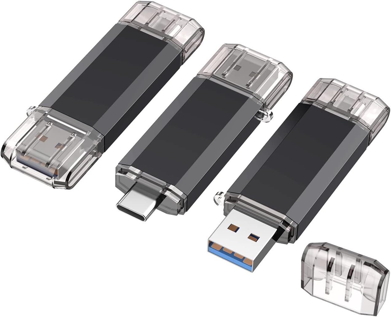 Vansuny 3 Pack 32GB 2 1 3.0 USB C Flash Drive in OTG USB + USB C Memory Stick with Keychain Dual Type C Thumb Drive