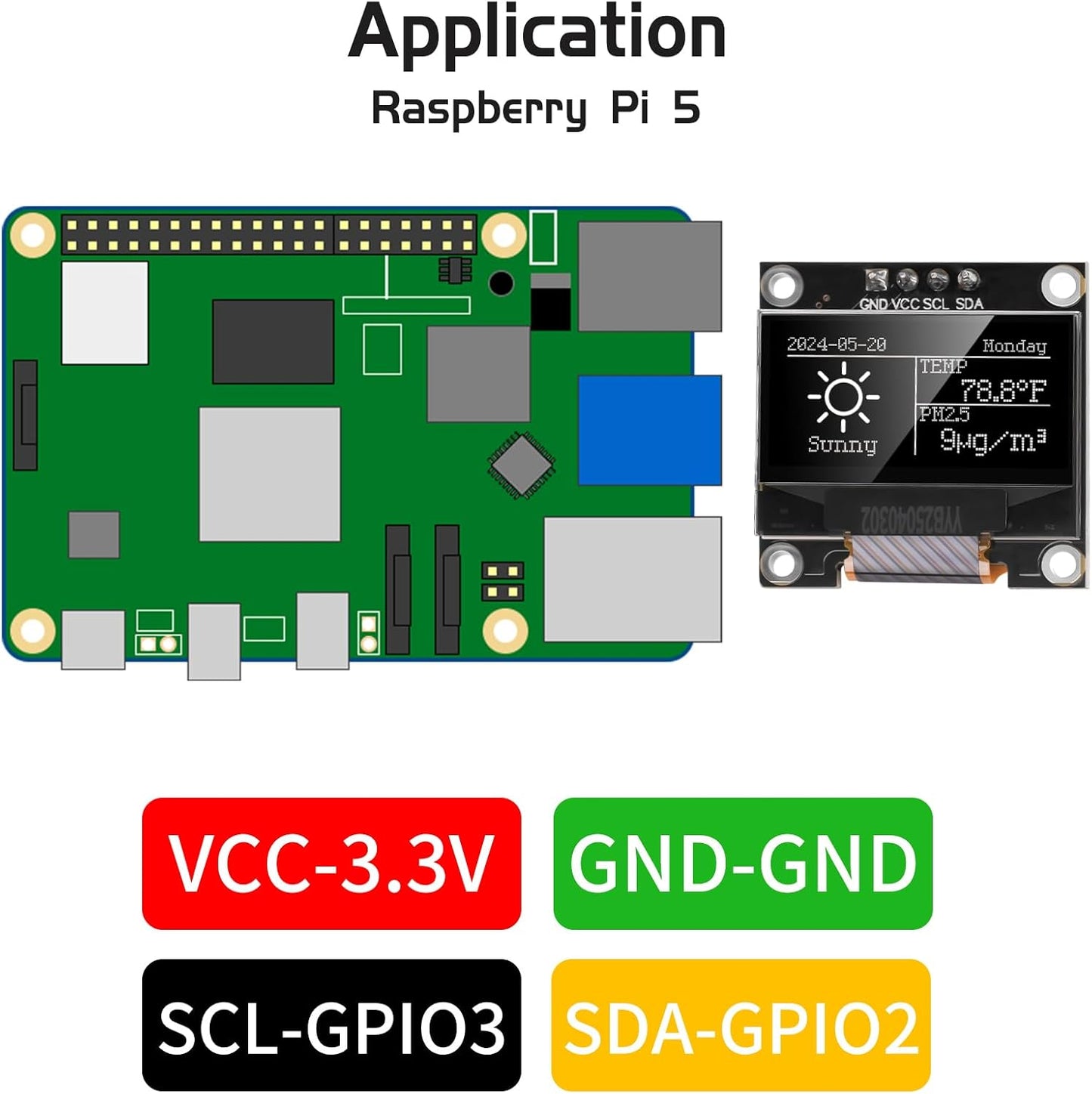 YELUFT 5pcs 0.96 Inch I2C 12864 128x64 SSD1306 Pi/ESP32 Pre-Soldered IIC OLED Display Module Pixel Driver Self-Luminous