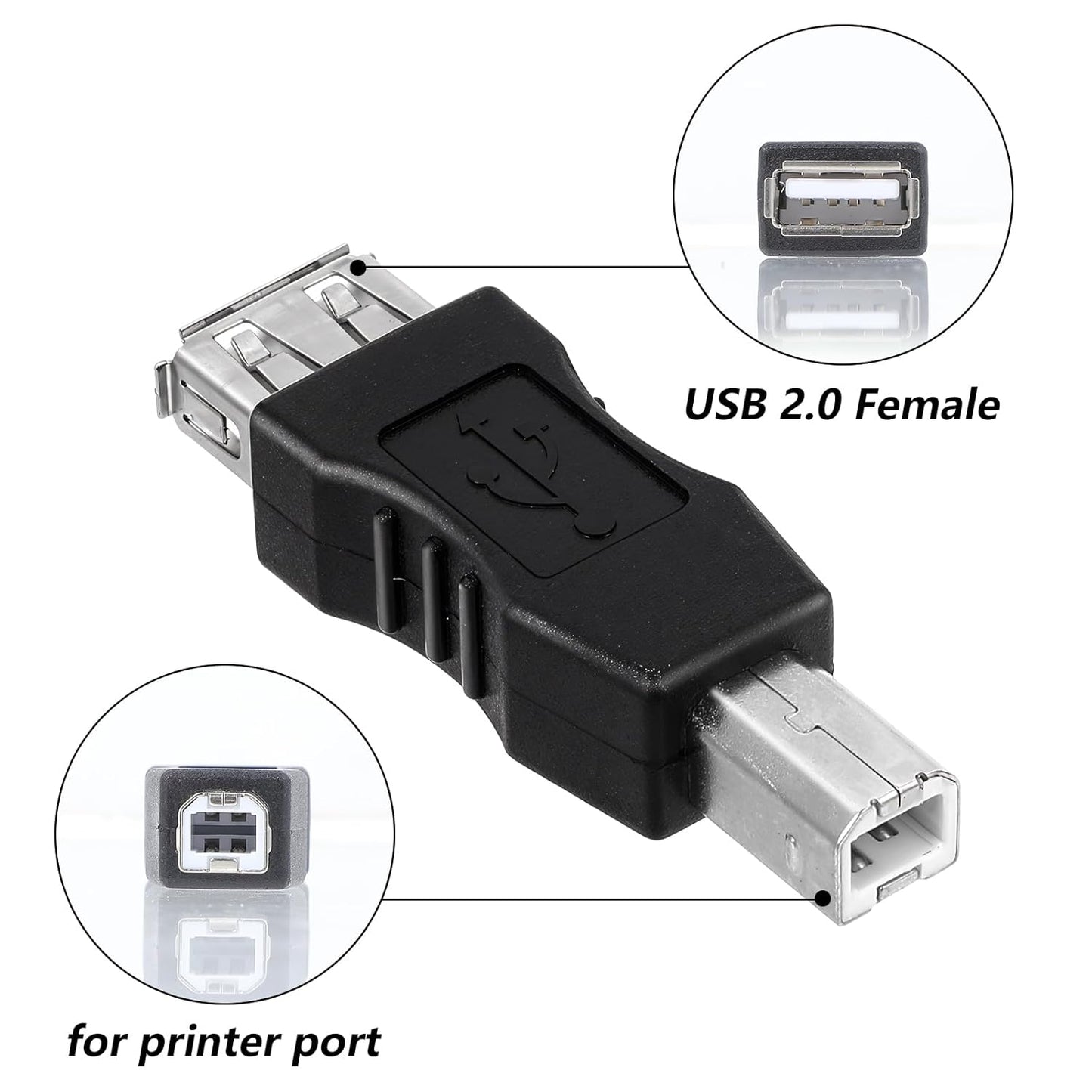 Xthrotsenk 2 2.0 Pcs A Female to USB B Male Printer Converter - USB A to B Adapter - AF/BM Adapter