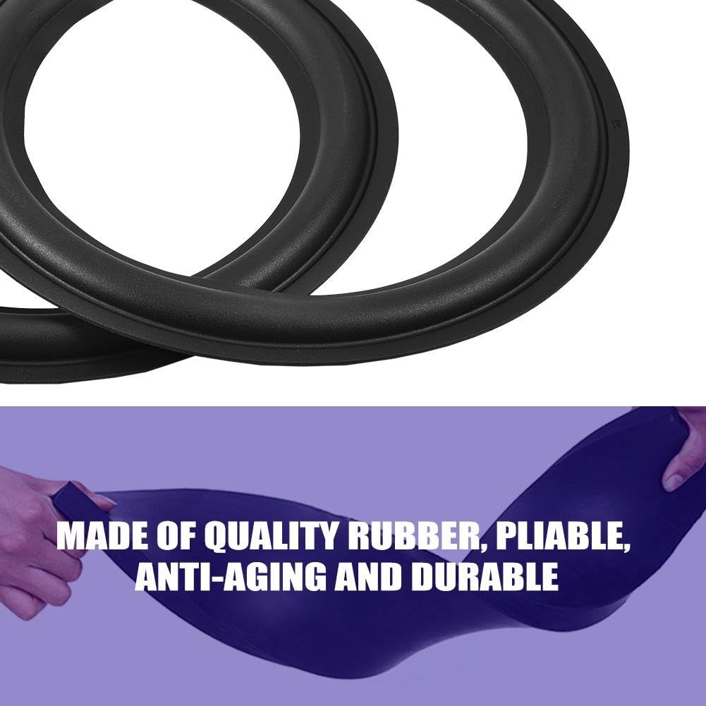 Socobeta 2pcs 8 inches Speaker Rubber Perforated Subwoofer Surround Rings Replacement Parts for Speaker Repair or DIY