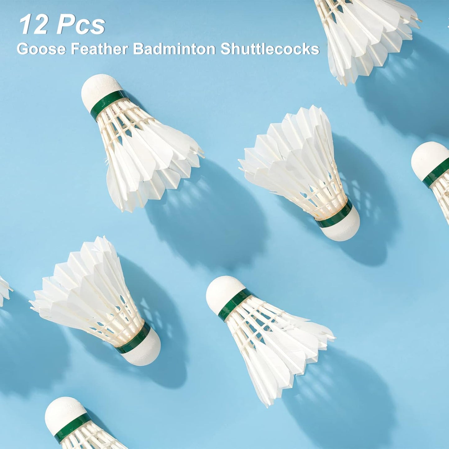 Philonext Goose Feather Badminton Shuttlecocks Birdies, 12 Pack Hight Speed Training Badminton Balls with Great Stability for Indoor Outdoor