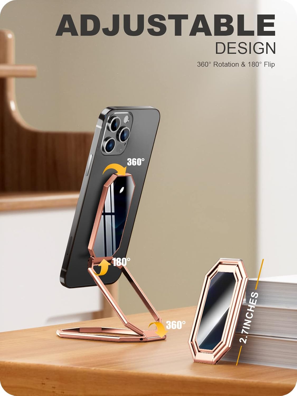 A-LuGei 360 & Phone Kickstand Ring Holder, Magnetic Cell Phone Grips, Phone Stand for Desk, Adhesive Phone Holder