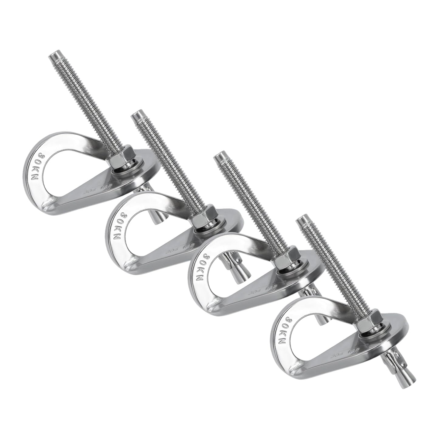 HEVSTIL 4-Pack Bolt Hanger for Climbing – 30kN Stainless Steel Rock Anchor Hanger for 8mm (1/3") Bolts for Rock Climbing, Mountaineering