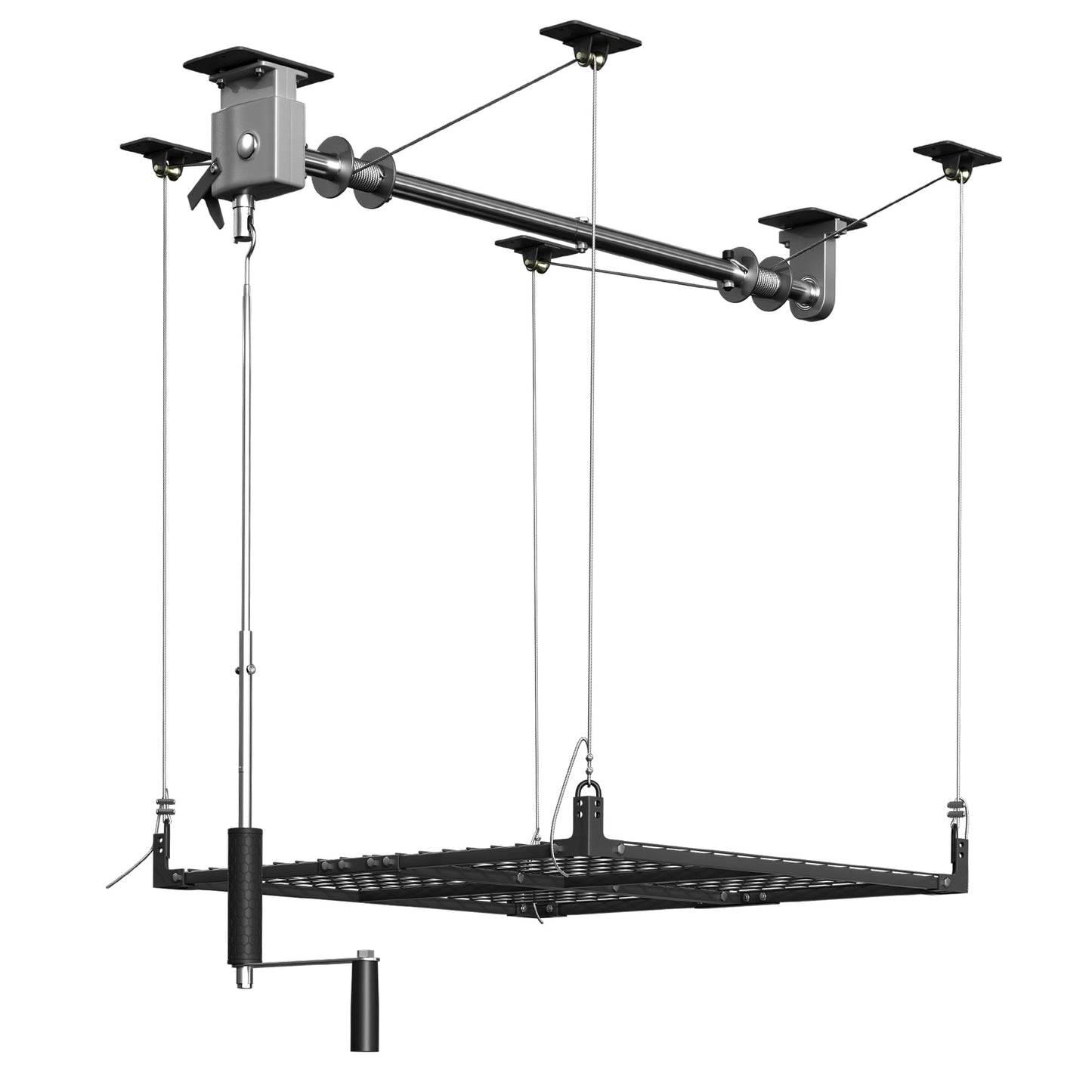 UODENGA Overhead Garage Storage Rack,4x4FT Ceiling Storage Racks with Secure Lock,Garage Storage Lift System for Easy Up Down,Industrial Elevator Lift Holds 400 Lbs