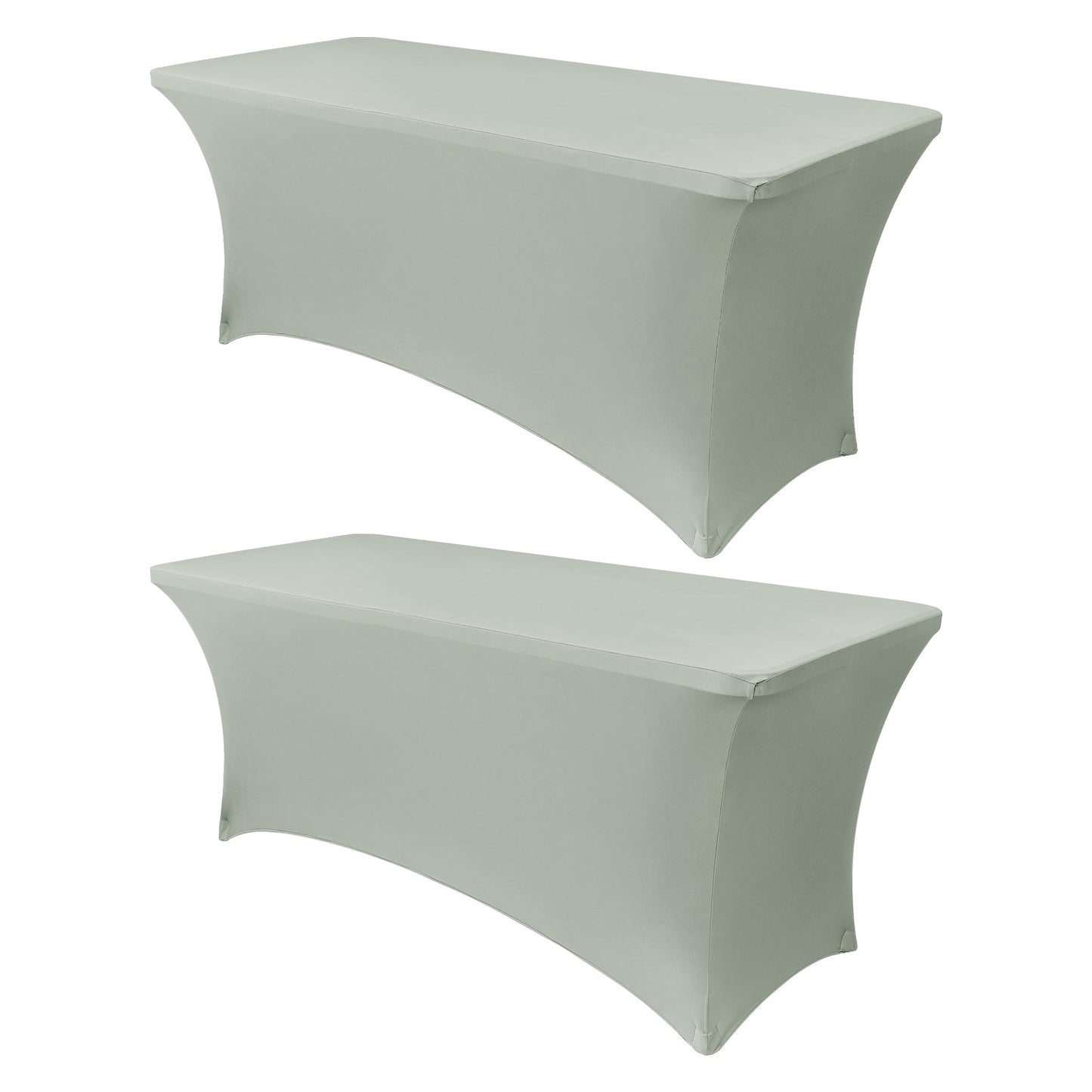 Obstal 2PC Sage Green Tablecloth - 8ft Rectangle Spandex Table Cover for Party, Events, Banquets & Weddings, Machine Washble