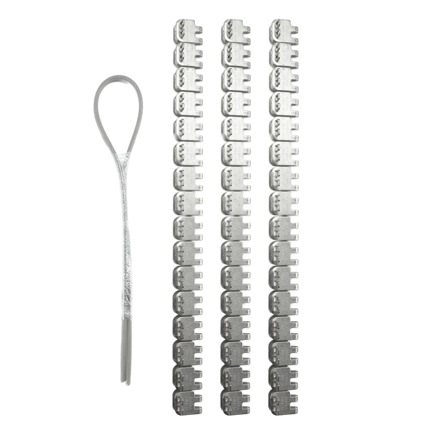 48'' Stainless Steel Conveyor Belt Fasteners Clips with 27.5'' Hinge Pin - for Industrial Conveyor Belt Staple Lacing, Suitable for Belt Thickness of 5-6mm - Split into 3 Equal Sections