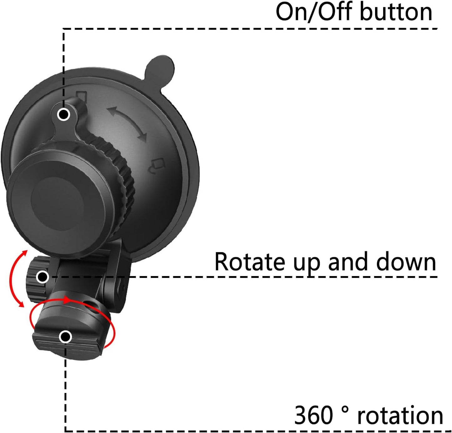 LIUFACAI R2-4K R2-4K 2 Sets Dash Cam Mount, Windshield Suction Cup Mounting Bracket, Suction Cup Bracket, Suitable