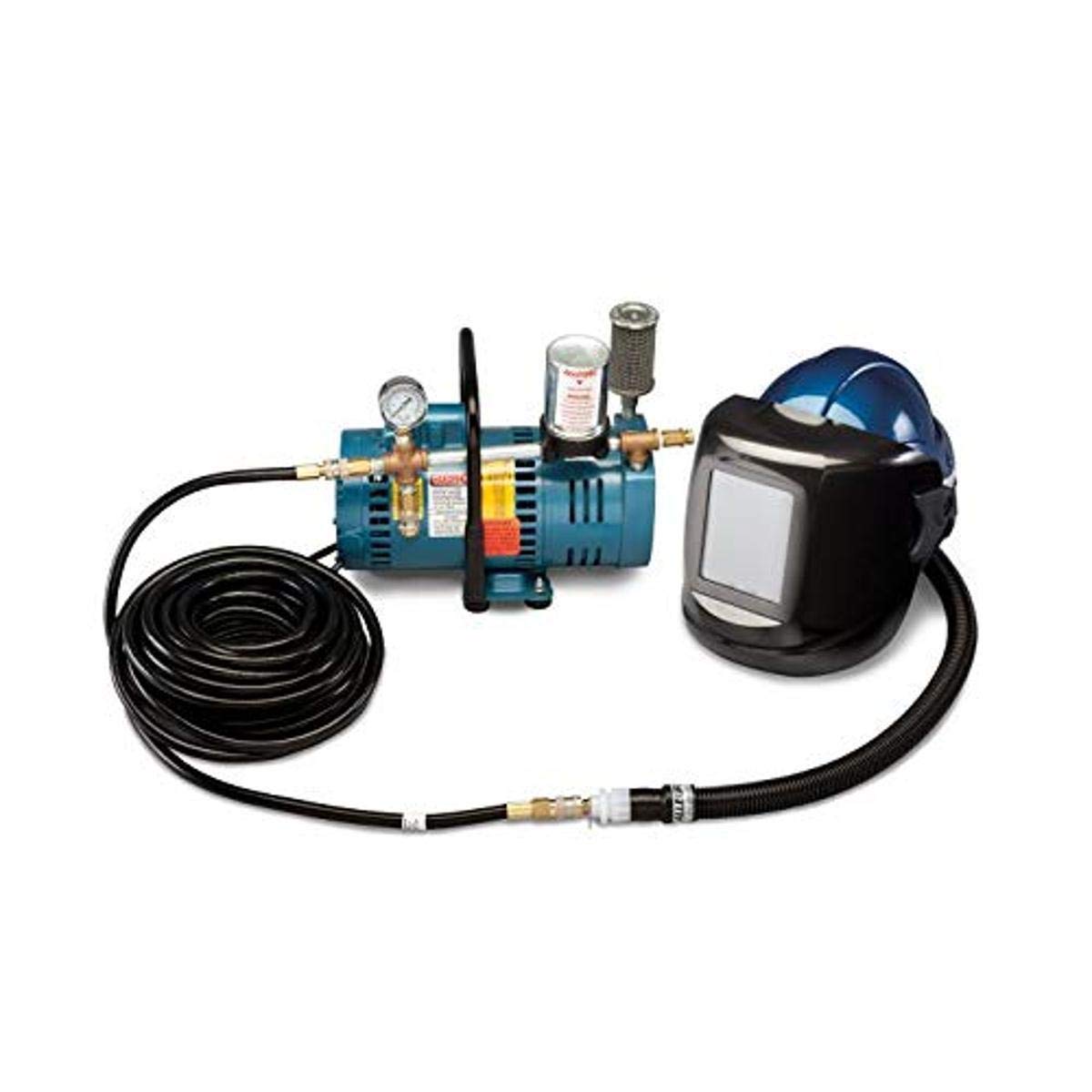 Allegro 9210-01 | One Worker Full Mask Supplied Air Respirator System with ¼ HP Pump & 100' Hose | Oil-Less Rotary Vane Pump | Durable Silicone Full Mask | OSHA-Compliant Supplied Air