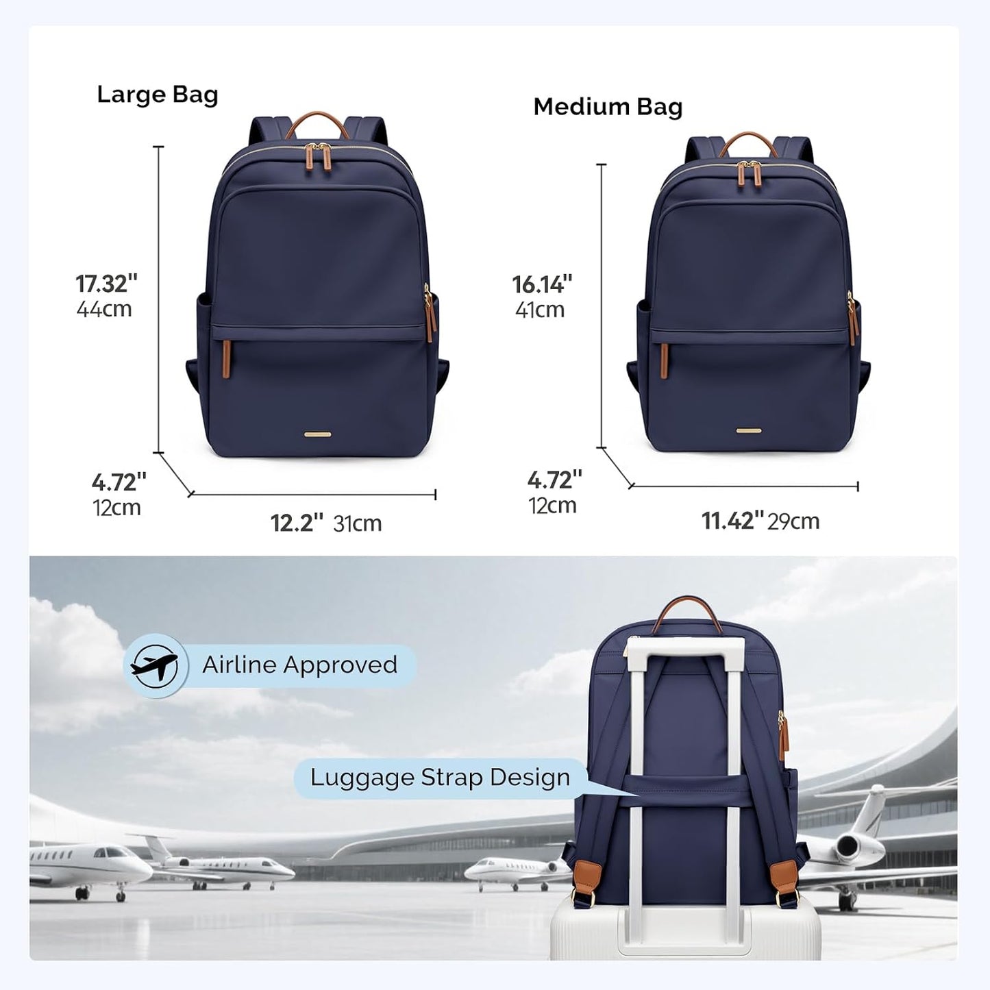 Backpack Daypack Backpack 14 Inch GOLF SUPAGS Women Laptop Casual for Work Travel College Purse Fits Notebook (Navy