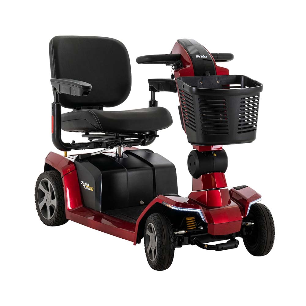 Pride Mobility Zero Turn 10 4 Wheel S710ZT Mobility Scooter, Outdoor 4-Wheel Travel Electric Mobility Scooter for Adults, 400 lbs. WC, Up to 7.3 or 7.5 MPH, 15.9 or 21.2 Range Per Charge