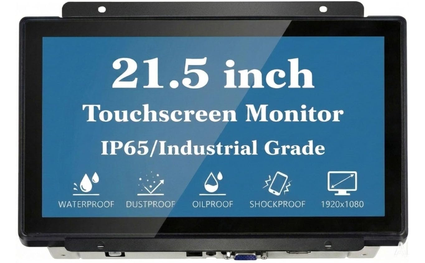 RIUIIN 21.5 Inch 10 Points Touch Front IK09/IP65, Open Frame Touch Monitor,Multi-Touch Industrial Display,920x1080,VESA+Panel Mount, for Kiosk, Automation, POS，Vending, 7x24h Work