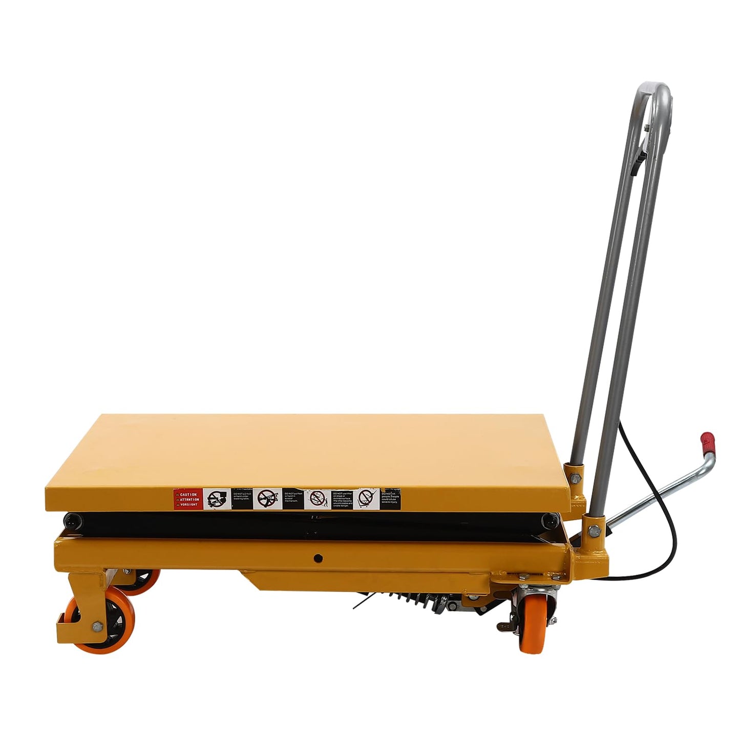 Double Scissor Lift Table, 330lbs Hydraulic Lift Table Cart 50" Lift Height Manual Hydraulic Scissor Cart Multi-Function Mobile Platform Cart w/4 Wheels for Material Handling and Transportation