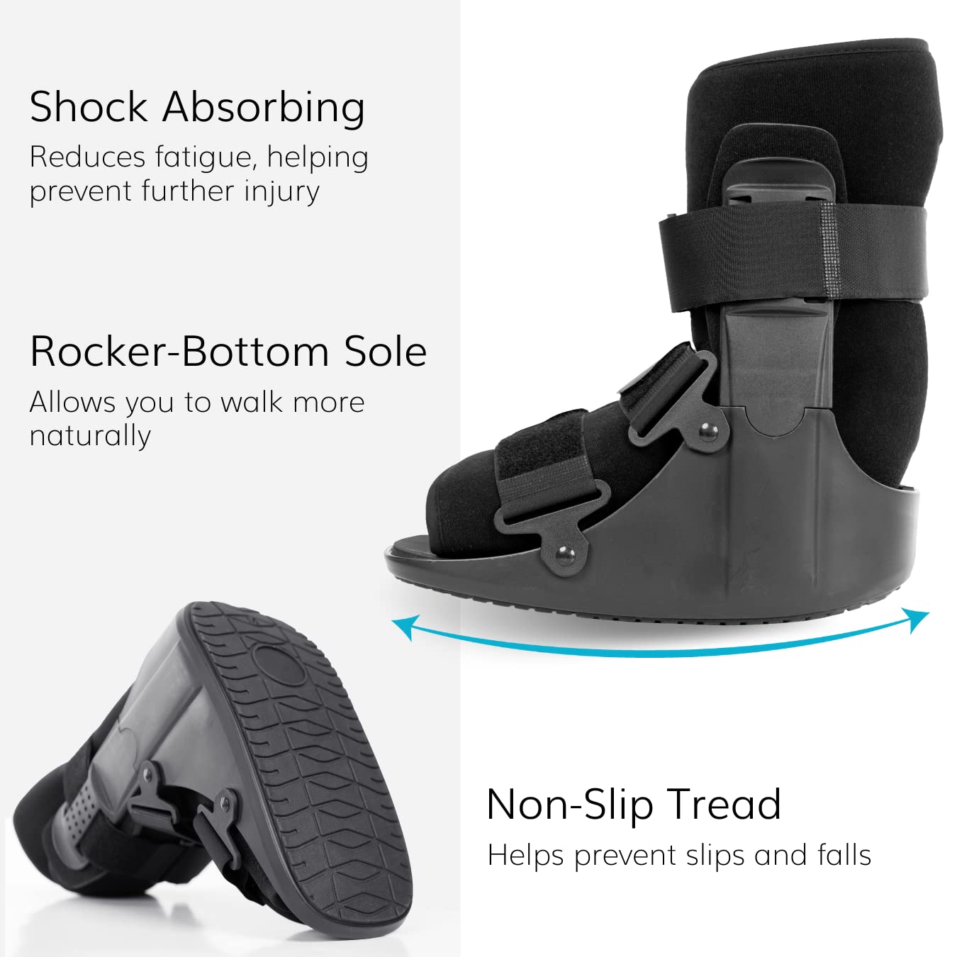 BraceAbility Short Walking Boot - Orthopedic Medical Walker Cast for Broken Toe Injuries, Sprained Ankles, Metatarsal Stress, Post-Op Support Left or Right Foot Fracture Shoe Fits Men and Women (M)