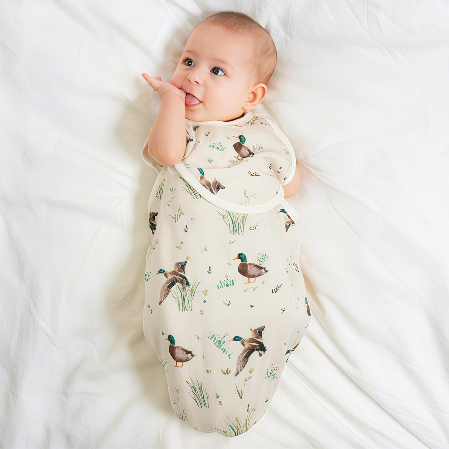 Oudain 3 Pcs Mallard Duck Swaddles for Newborns Organic Cotton Adjustable Swaddles 0-3 Months Newborn Gift Breathable Soft Nursery Swaddling Blankets for Baby Boy Girl
