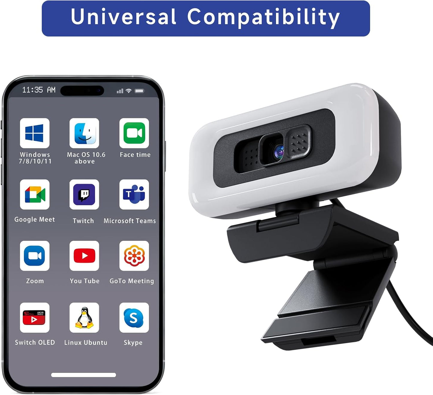 Combess 1080P, Webcam for PC - PC Camera Webcam Desktop Computer Web cam with Privacy Shutter and Tripod Autofocus