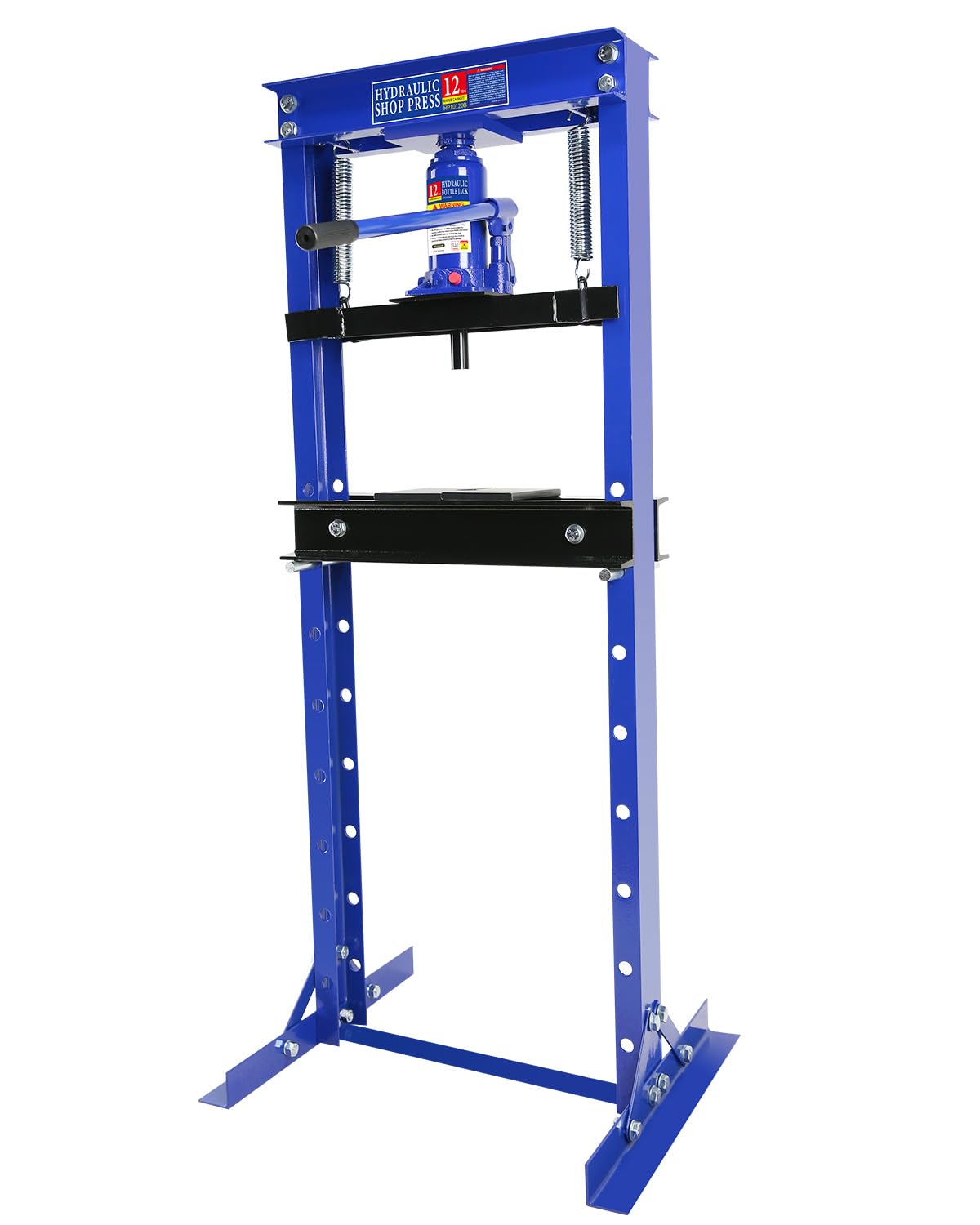 Hydraulic Press, 12 Ton H-Frame Garage Floor Adjustable Shop Press with Stamping Plates to Bend, Straighten, Or Press Parts, Install Bearings & U-Joints