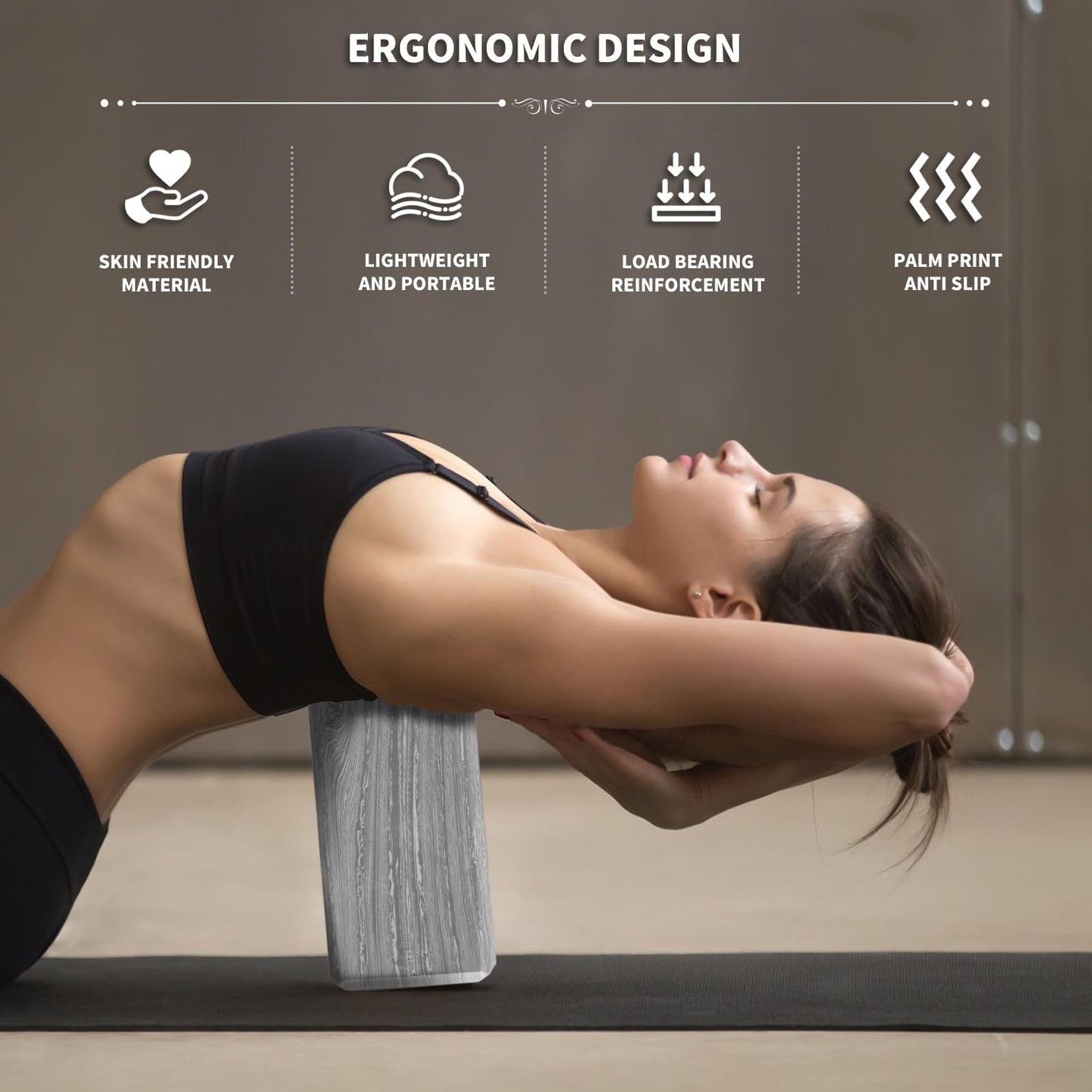 2-Pack Yoga Blocks, High-Density 9"x6"x3" Yoga Brick Foam Blocks Non-Slip EVA Foam Block Yoga Props Accessories for Yoga Pilates Stretching and Meditation (Camo Grey)