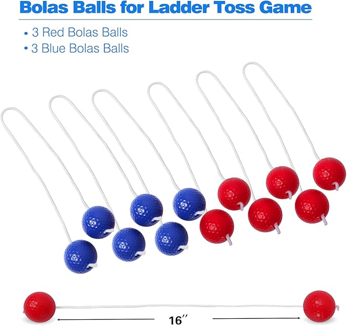GSE Games & Sports Expert Premium Solid Wood Ladder Ball Toss Game Set with Ladder Ball Bolas & Carrying Case for Outdoor Backyard Lawn