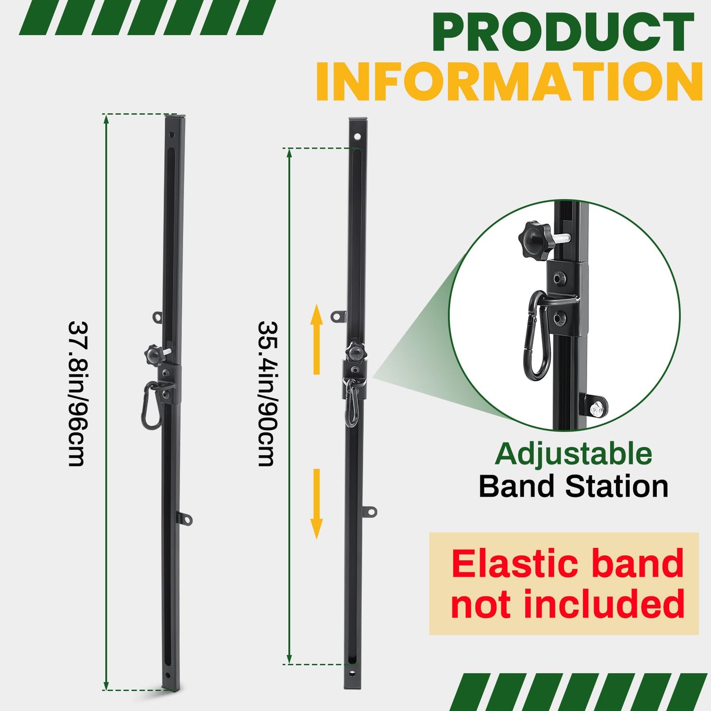 Wonderjune Resistance Bands Wall Mount System Adjustable Wall Anchor 35.5in Metal Gym Station for Exercises Home Fitness Workout Athletic Training,Resistance Bands Not Included