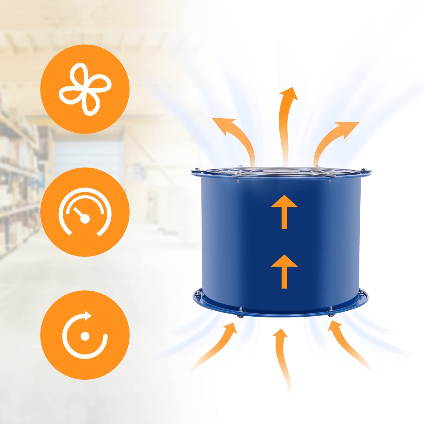 GMSLuu 16" Axial Fan Cylinder Pipe Explosion-proof Spray Booth Paint Fumes Exhaust Fan, Tube Axial Duct Fan with All Copper Motor for Factories Warehouse Kitchen Workshop