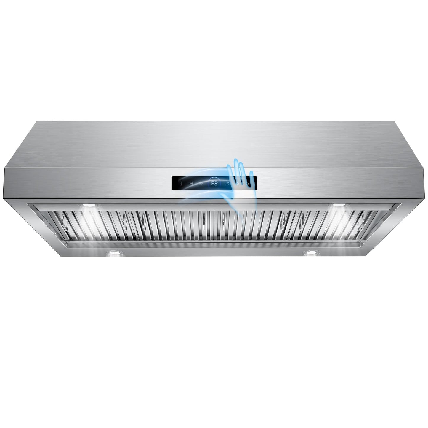 48 inch Under Cabinet Range Hood 1500 CFM with 4-Speed Gesture Sensing & Touch Control, Stainless Steel Kitchen Stove Vent Hoods with 4 LED lights, Time Setting, Dishwasher-Safe Baffle Filters