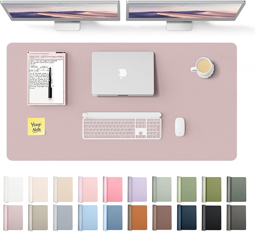 YSAGi Leather Desk Pad Protector, Office Desk Mat, Large Mouse Pad, Non-Slip PU Leather Desk Blotter, Laptop Desk Pad, Waterproof Desk Writing Pad for Office and Home(Grayish Lavender, 47.2" x 23.6")
