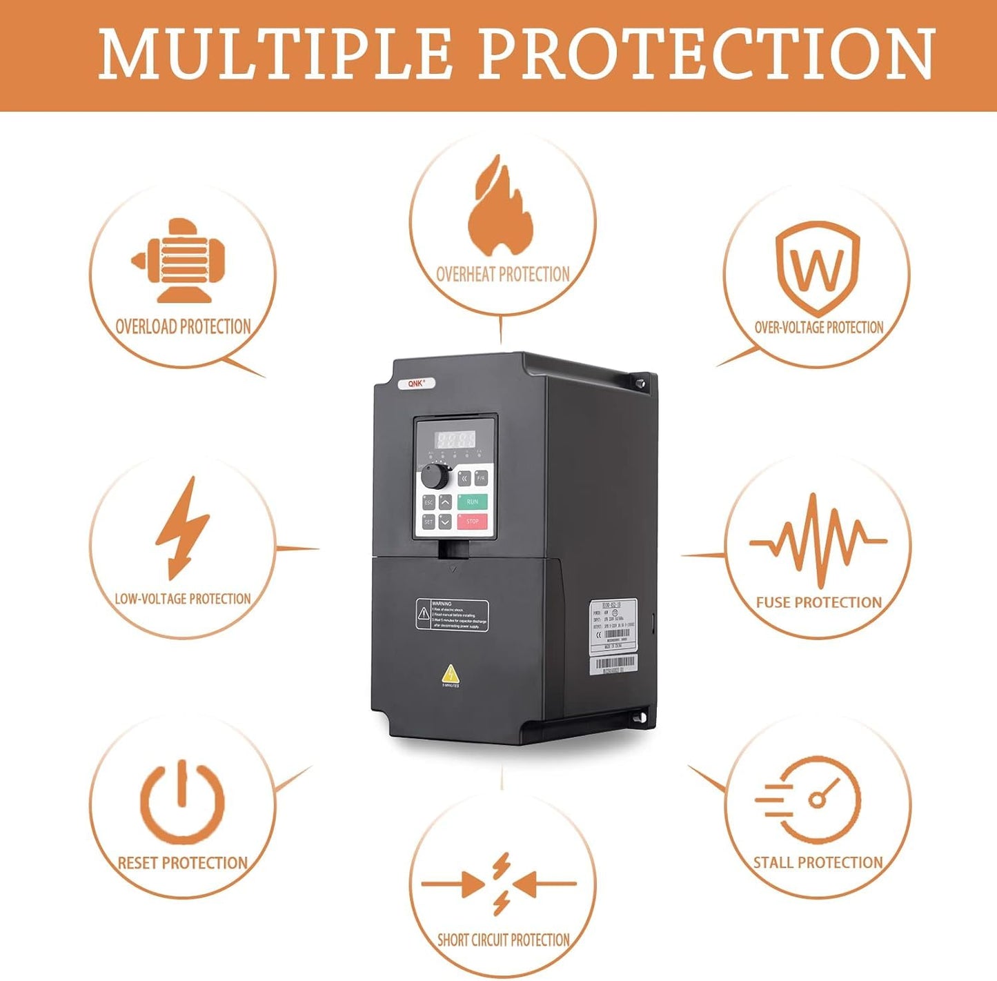 QNK 5.5KW 7.5HP 380V AC 12.5A VFD Converter Single to 3 Phase Inverter Variable Frequency Drive for CNC Spindle Motor Speed Controller