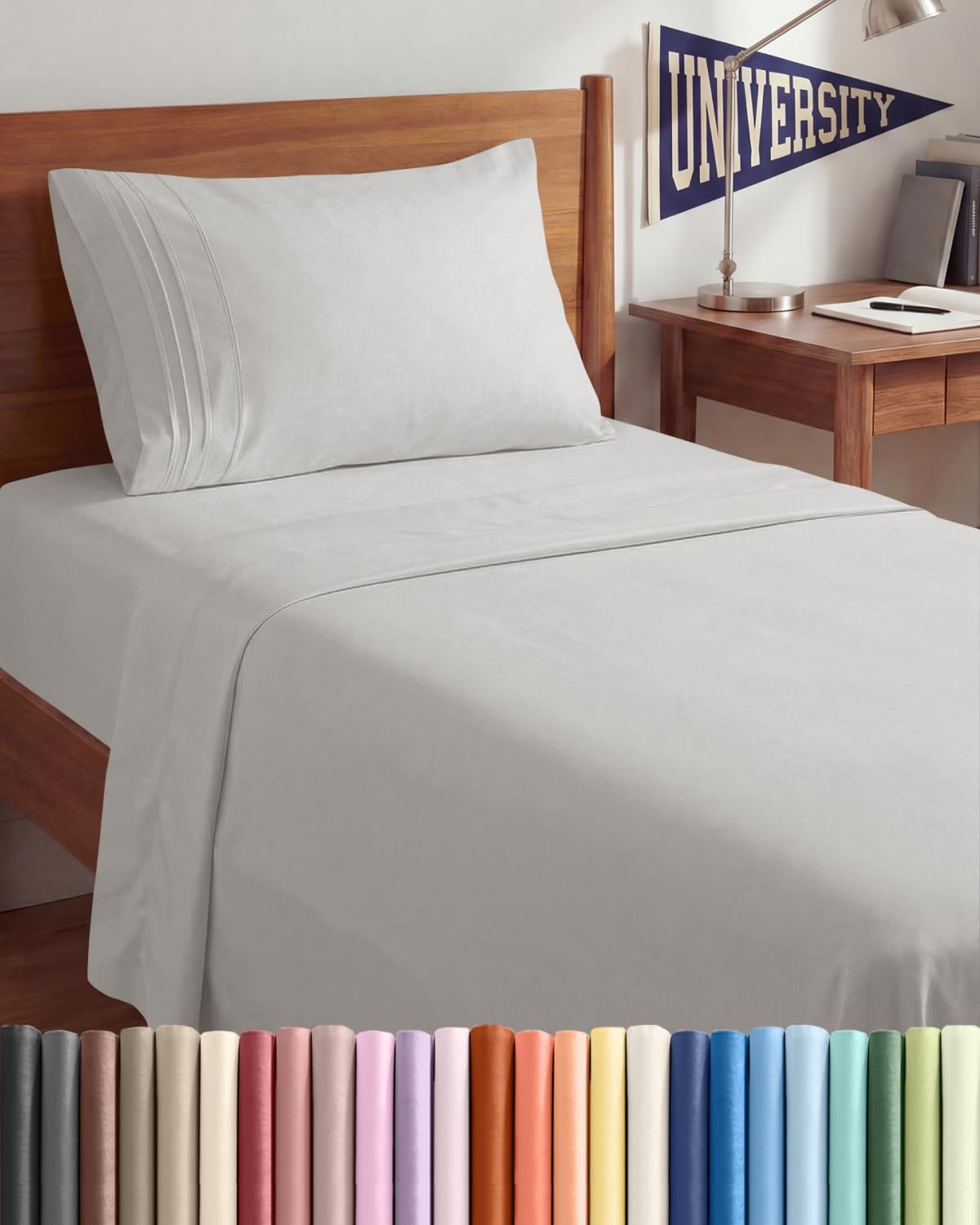 Comfy Twin XL Sheet Set by [Brand Name] - Breathable & Cooling Hotel Luxury Bedding - Deep Pockets, Soft, Wrinkle-Free, French Grey