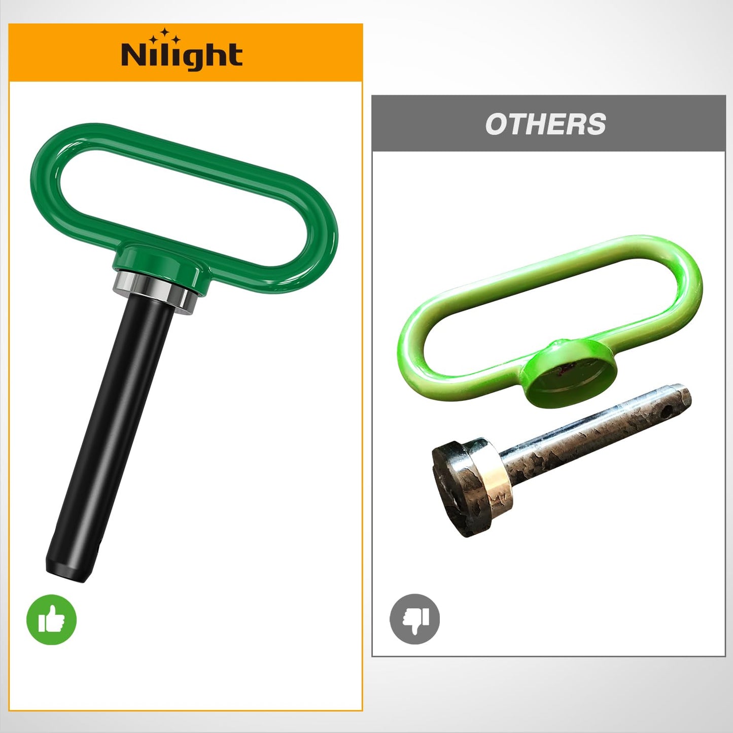 Nilight 5/8 Inch Diameter Heavy Duty Ultra Strong Neodymium Magnet Trailer Hitch Pin Green for Lawn Mower, Tractor, Towing Cargo, ATV Trailer
